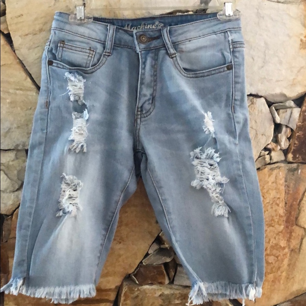 Machine shorts jeans Distressed Denim Ripped 26